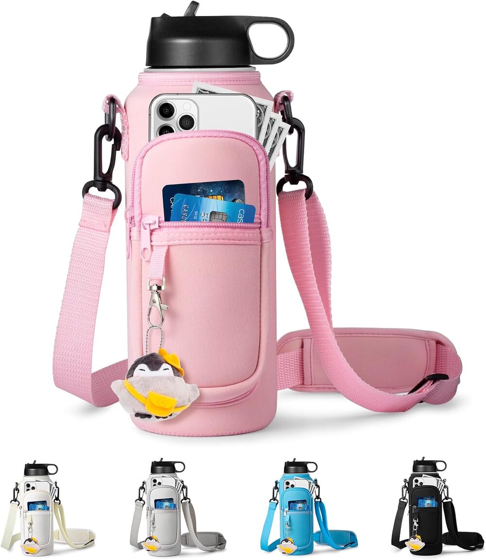RRegeny Water Bottle Holder w. Strap for Hydroflask 32oz 40oz, Carrier Sling Bag